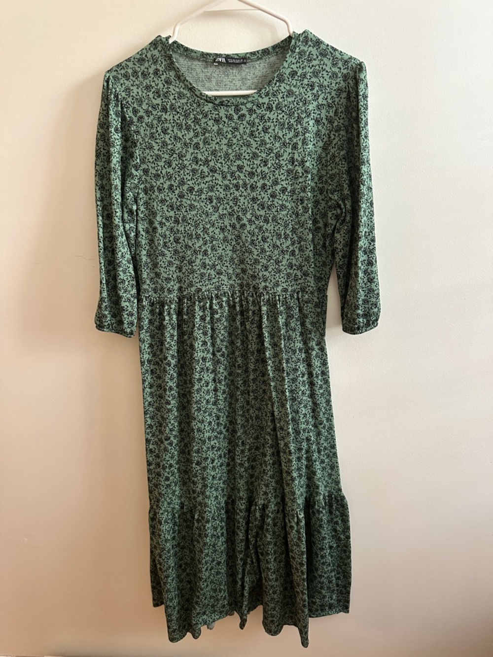 Zara Green Floral Midi Dress